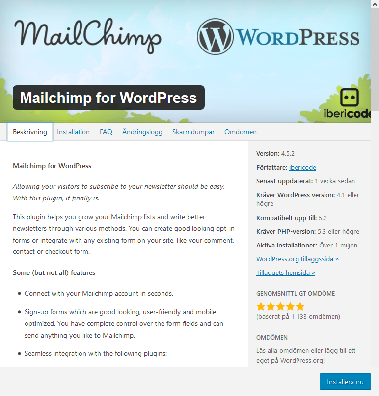 Koppla mailchimp till WordPress